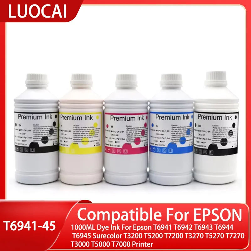 1000ML Dye Ink For Epson T6941 T6942 T6943 T6944 T6945 Surecolor T3200 T5200 T7200 T3270 T5270 T7270 T3000 T5000 T7000 Printer