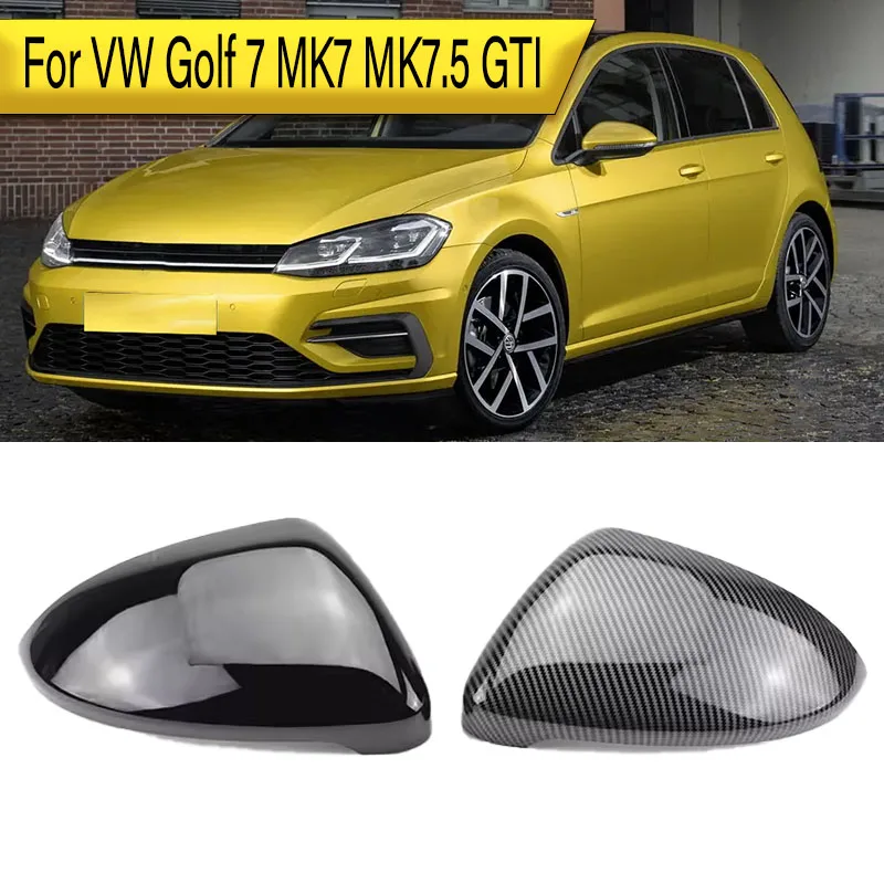 

Крышка бокового зеркала заднего вида с узором из углеродного волокна, черная замена для VW Golf 7 MK7 MK7.5 GTI R GTE GTD 13-20