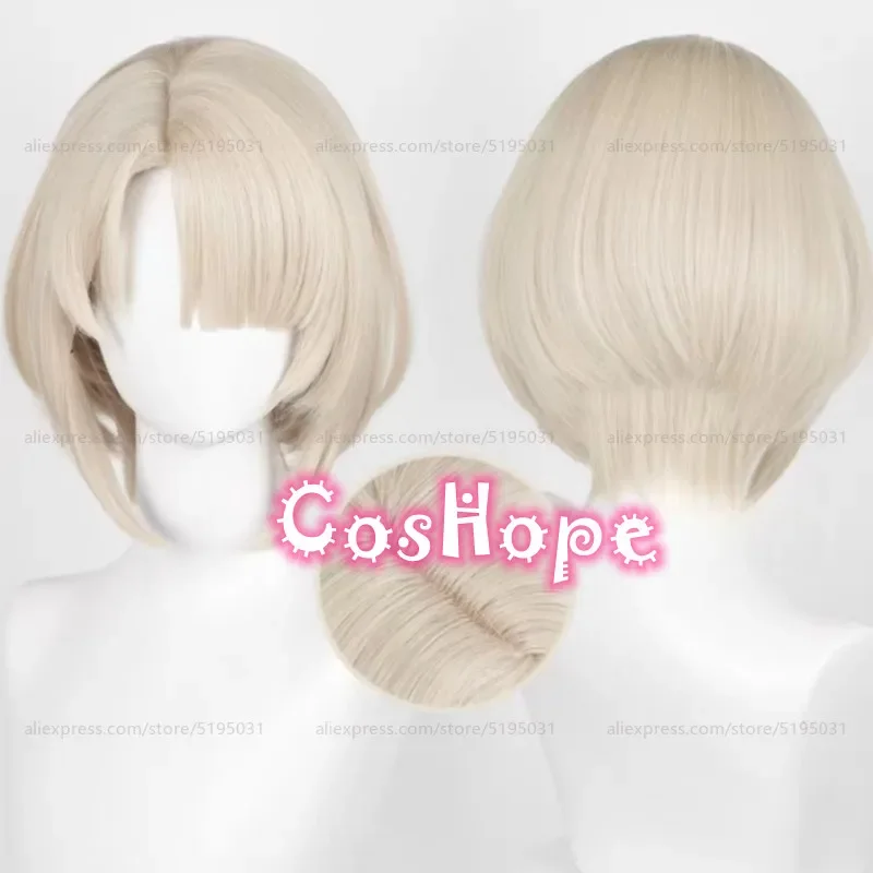 Freminet peruka do cosplay kobiety 30cm krótkie włosy jasny beżowo-złoty peruka Cosplay Anime peruki do cosplay żaroodporne peruki syntetyczne