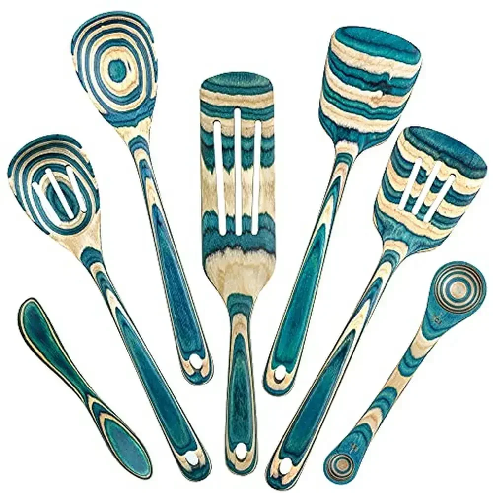 

Baltique Mykonos Collection, набор кухонных принадлежностей из 7 предметов, безопасная ложка для смешивания с антипригарным покрытием, лопаточка с прорезями, мерная ложка для гурта