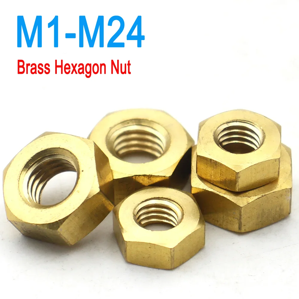 

50/25/20/10/2/1pcs Solid Brass Copper Hex Hexagon Nuts M1 M1.2 M1.4 M1.6 M2 M2.5 M3 M4 M5 M6 M8 M10 M12 M14 M16 M18 M20-24