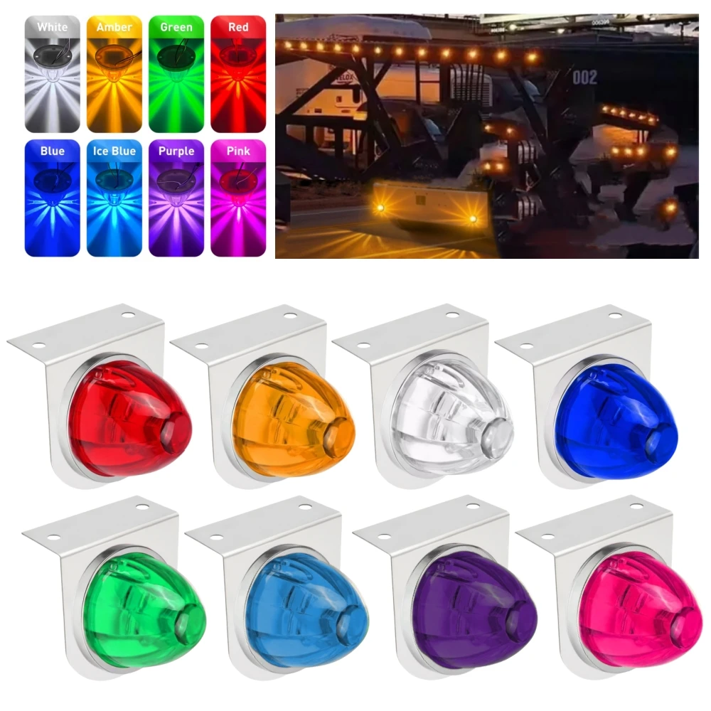 

8PCS Bracket Watermelon Lights Strobe LED Side Marker Indicator Turn Signal Truck Trailer LED Star Lights For Truck 12V/24V