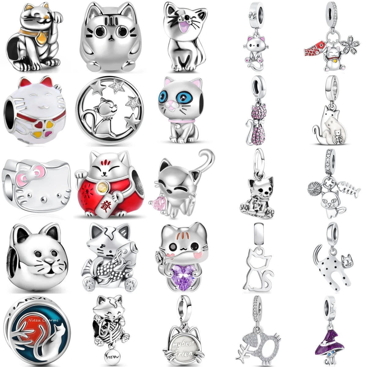 

Animals Series Charms 925 Silver fortune Cat Pets Fit 925 Original Bracelet Necklace DIY Pendants Fashion Jewelry For Woman