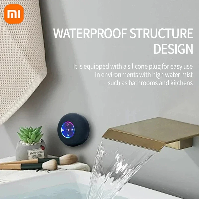Xiaomi سماعة لاسلكية تعمل بالبلوتوث المتكلم LED IPX4 مقاوم للماء مكبر الصوت في الهواء الطلق الحمام كبير شفط كأس صندوق صوت ستيريو