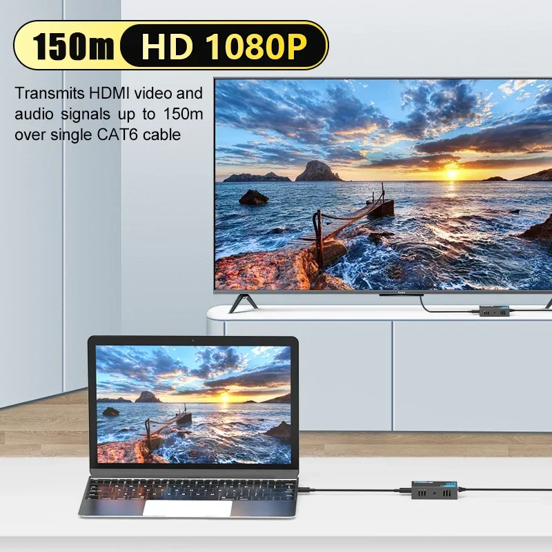 No delay 150M HDMI Extender Via RJ45 Ethernet Network Cat 6/7 Via Switch 1 Transmitter To Multi Receiver for PS4 Laptop TV