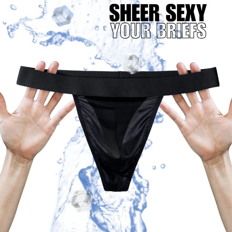 1 Pc Sexy Low Rise Men's Briefs Solid Color Wide Elastic Waistband Ultra Thin Breathable Underwear for Daily Sports Dating Wear