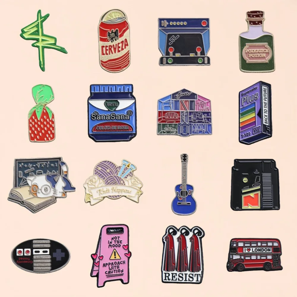 Cartoon Punk Slogan Emaille-Anstecknadeln Lustige Buchstaben-Broschen für Rucksack Kleidung DIY Deko-Accessoires Großhandel Geschenke – Detail 1
