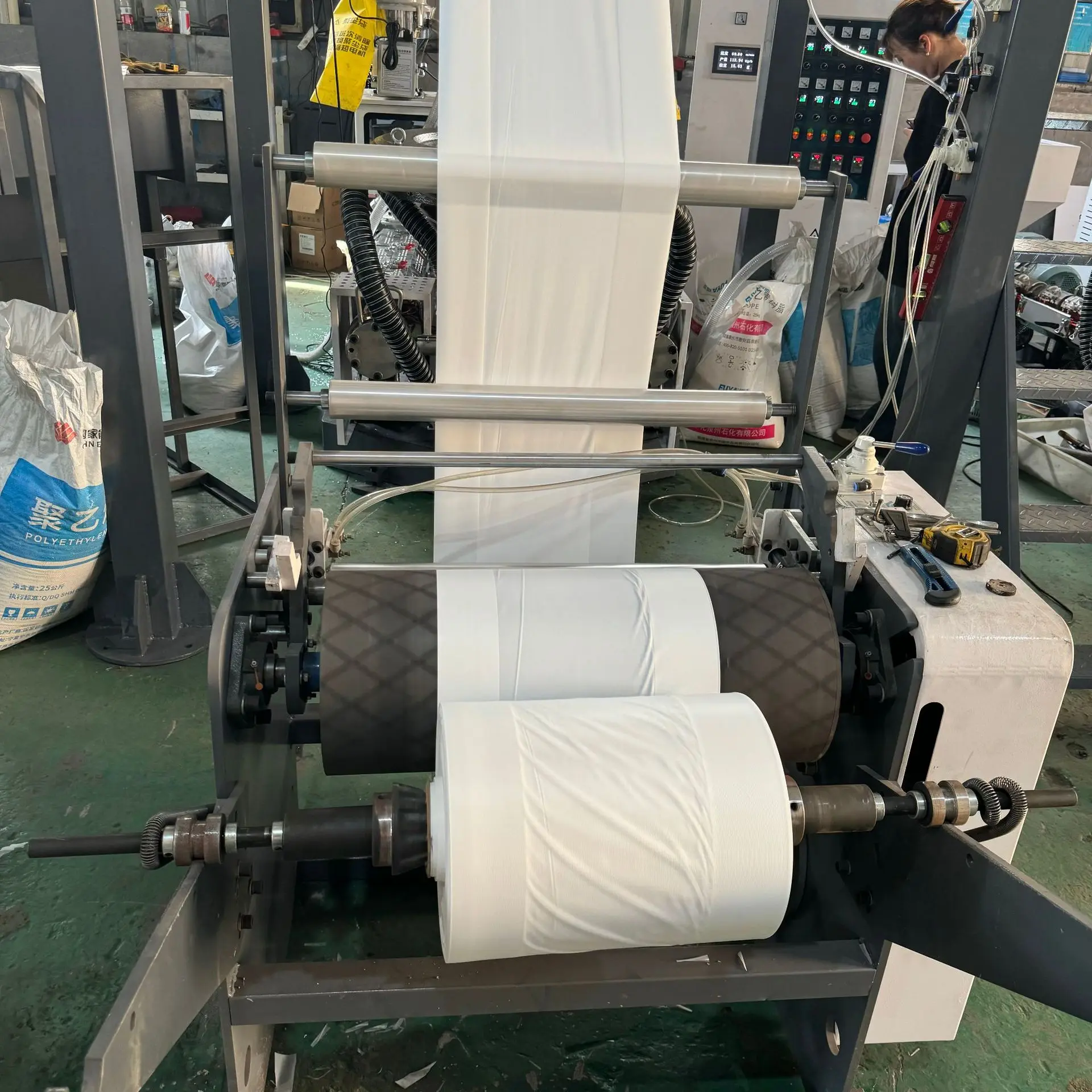 Macchina soffiatrice per film, pellicola plastica completamente automatica, biodegradabile, borsa per gilet