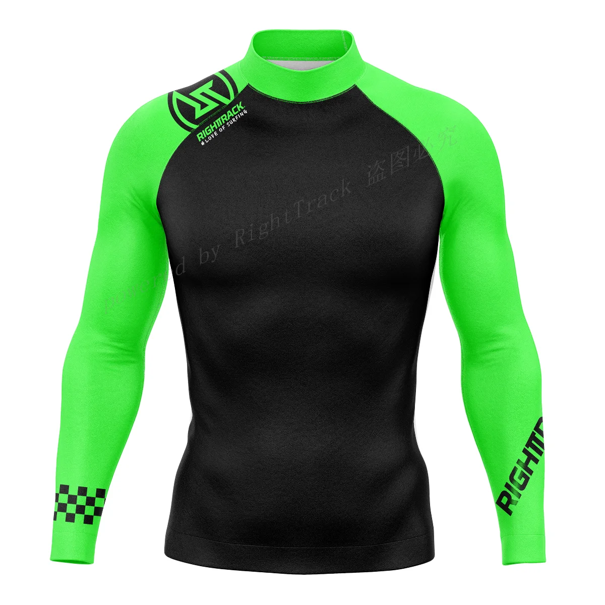 Nowy QSV męski z długim rękawem RIGHTTRACK miłość do surfingu koszula Rashguard UV ochrona stroje kąpielowe kombinezon do nurkowania kolorowe ubrania