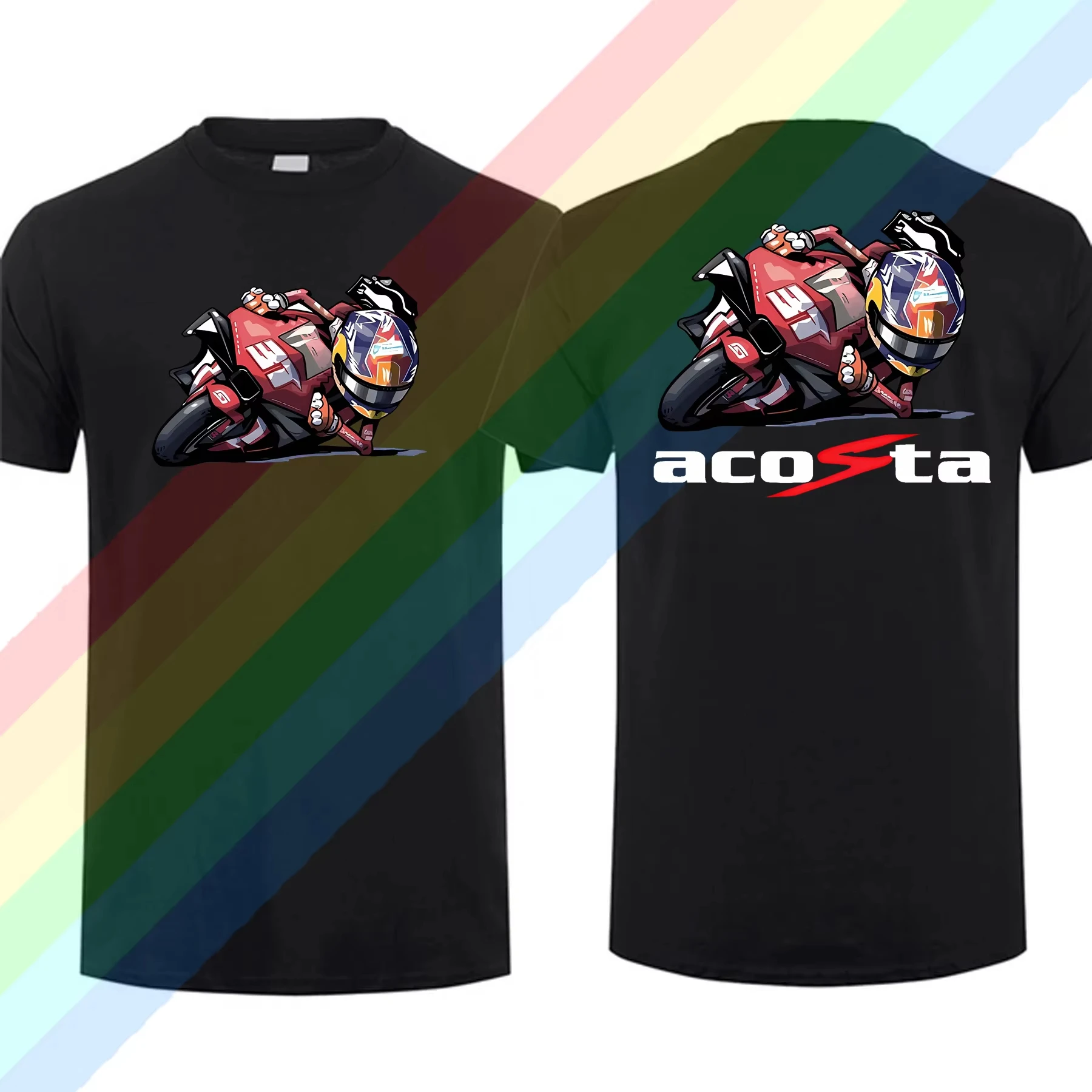 2025 جديد بيدرو أكوستا 37 القرش GP سباق تي شيرت الرجال قصيرة الأكمام مغامرة عادية الأبيض الهيب هوب دراجة نارية المحملة موتو #4