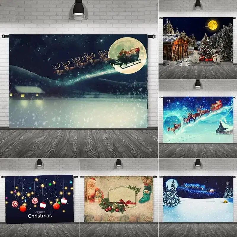 احتفالي عيد الميلاد سانتا كلوز الأيائل سنو قماش جدار الفن ديكور المنزل الحديث ملصق طباعة