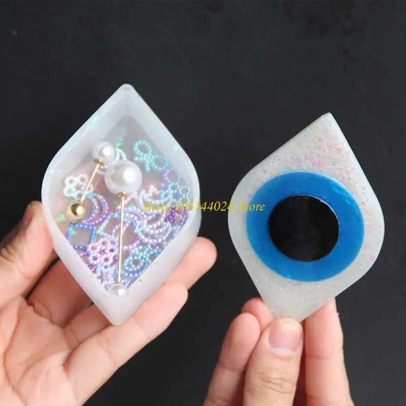 N5KE Jewelry Holder Mold for Triangle Mold Blue Eye Trinket Holder for Case wit