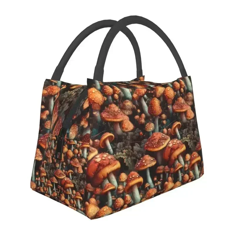 

Custom Wild Mushrooms Print Lunch Bags Men Women Cooler Warm Insulated Lunch Box for Office Travel