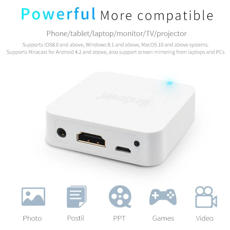 X7 caja de enlace de espejo WIFI inalámbrico para coche, Dongle compatible con HDMI para teléfono IOS Android, Audio, vídeo, Miracast, pantalla de