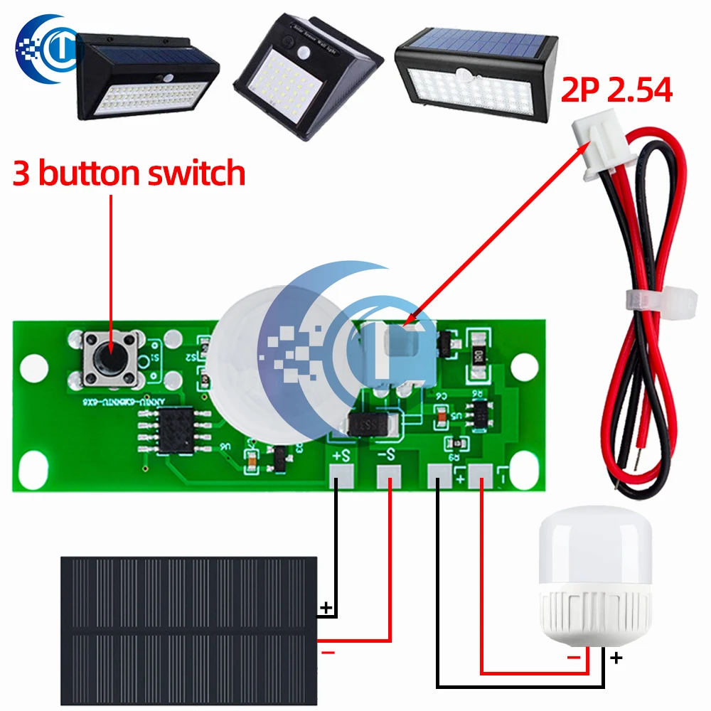 مستشعر مصباح شمسي سهل الاستخدام ، وحدة إضاءة ليلية ، وحدة تحكم ، تحريض جسم الإنسان بالأشعة تحت الحمراء ، لوحة دائرة شمسية ، #5
