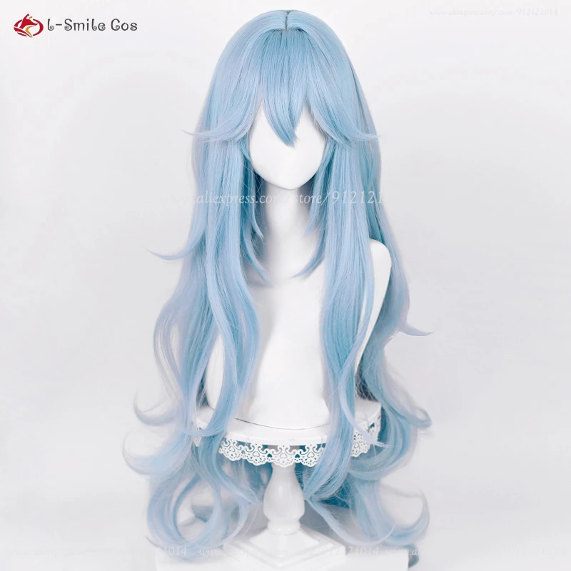 Long Ayanami Rei Cosplay Peruca, Anime EVA, Ciano Azul Cabelo Encaracolado, Resistente Ao Calor, Perucas de Festa de Halloween, Peruca Cap, Alta Qualidade, 100cm