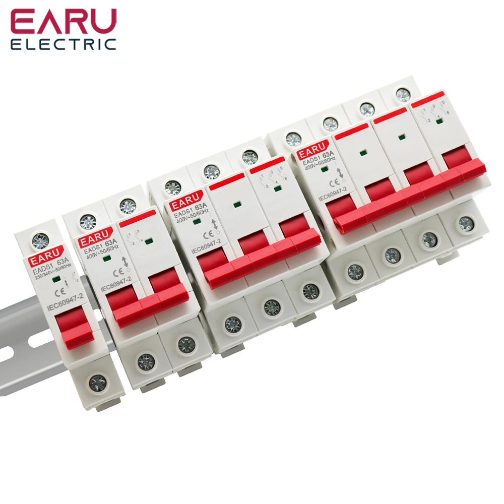 Din Rail 1P 2P 3P 4P 40A 63A 100A 125A Knife Main Switch Isolating Switch for Home Industrial Use Circuit Breaker AC 230V 400V