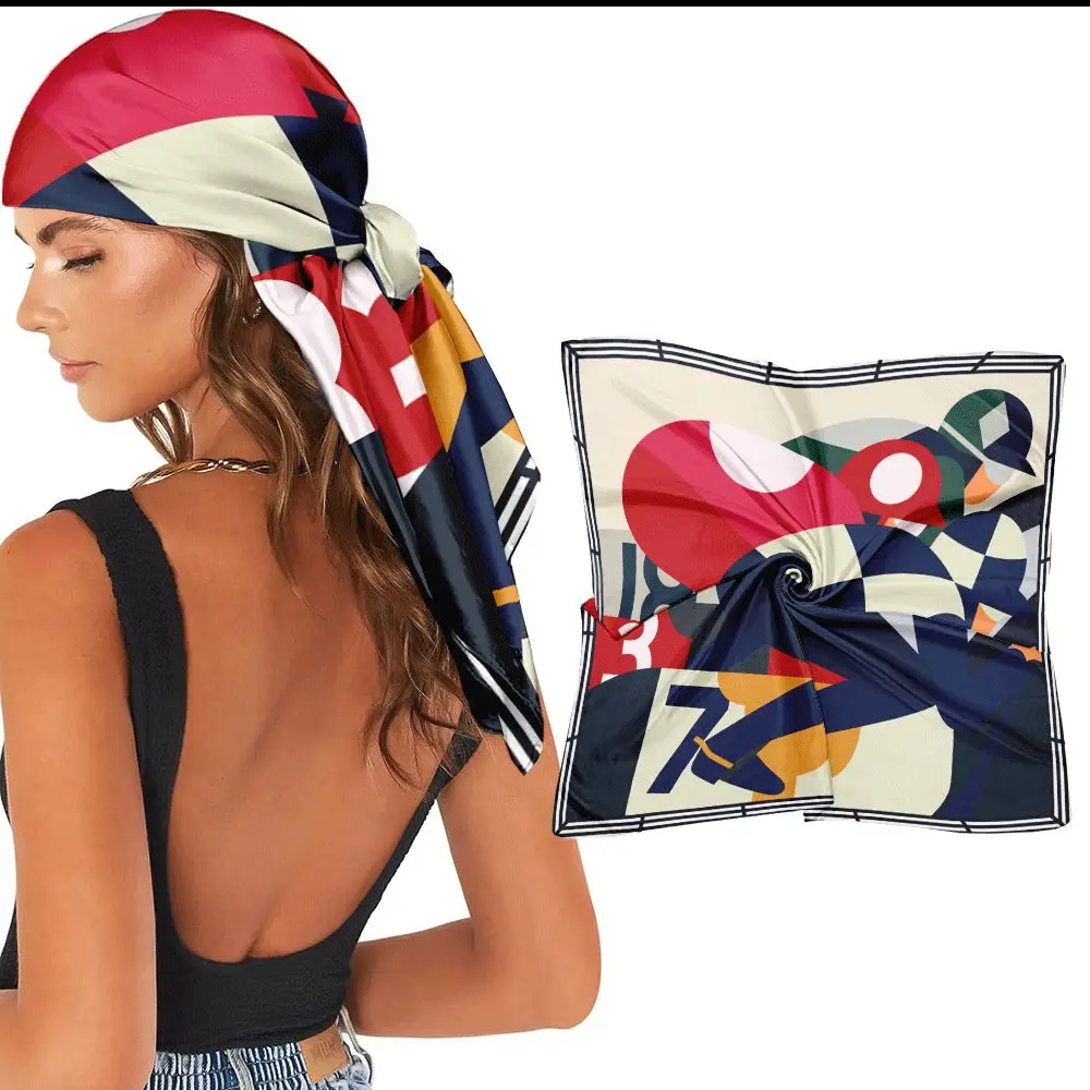 

Bohemian Ethnic Print Headscarf, Vintage Plus Size, Hat Scarf, Lightweight Beach Shawl for Headscarf and Handbag Decoration