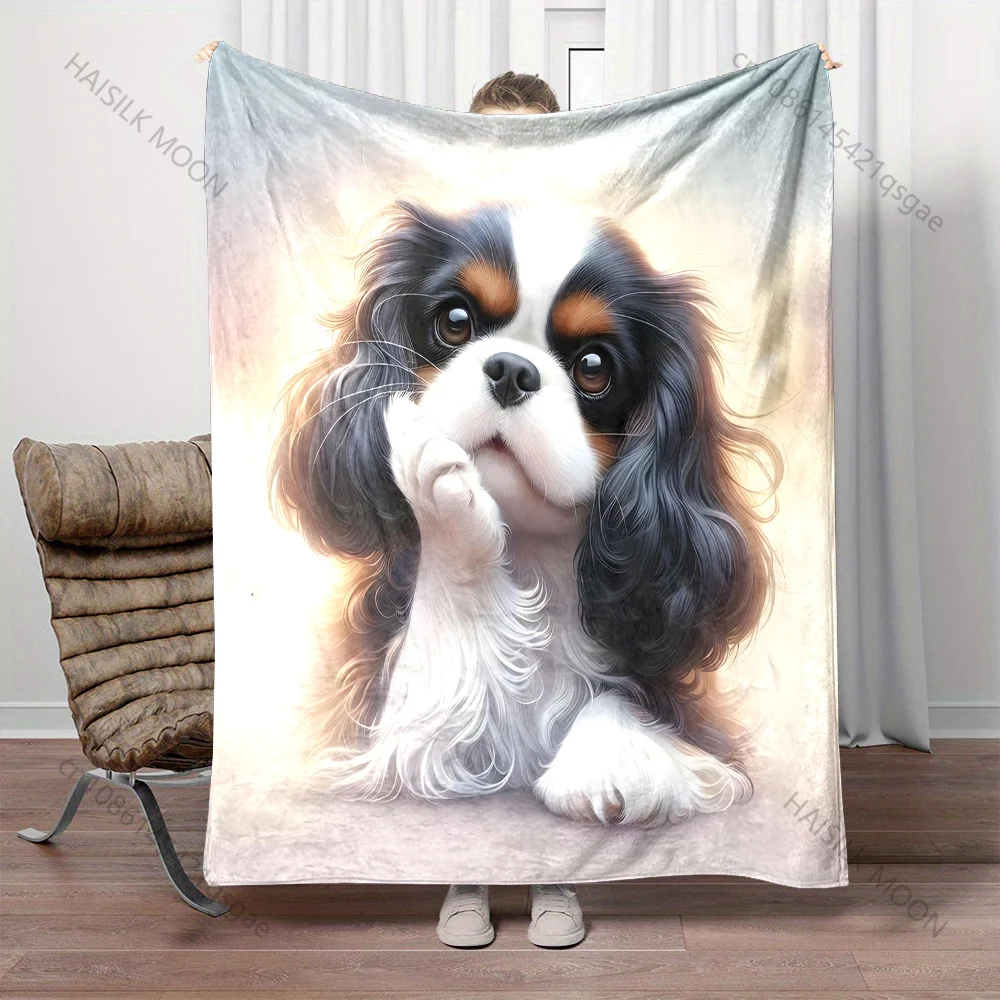 Manta com estampa de Cavalier King Charles Spaniel, quente, macia e fofa, para crianças e adultos, sofá-cama, manta para