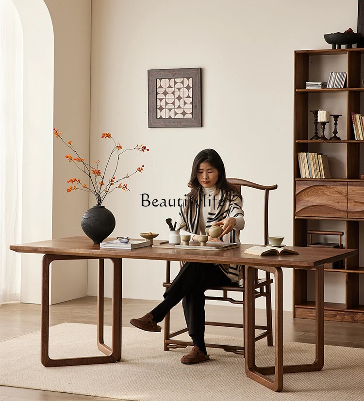 Large board table Solid wood North American black walnut tea table Modern simplicity