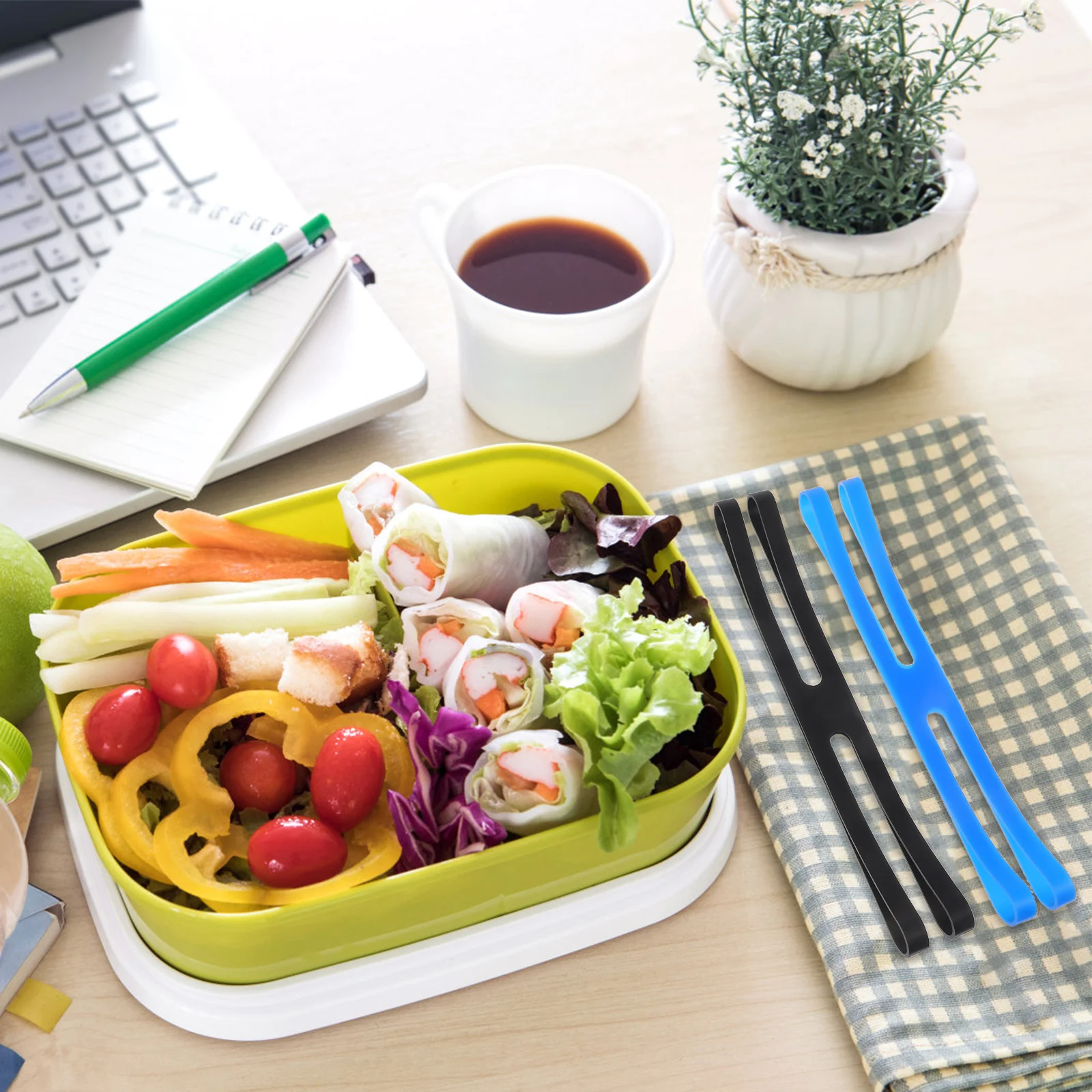 4 قطع من أشرطة أدوات المائدة المصنوعة من السيليكون المرنة على شكل حرف H أربطة مرنة قابلة لإعادة الاستخدام لتثبيت الصندوق والتخييم والطهي المحمول #2