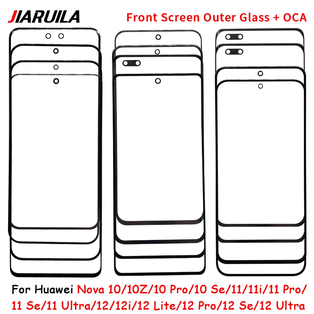 10 Pcs Touch Panel LCD Display Front Glass Cover Repair Replace Parts For Huawei Nova 12 12i 11 11i 10 10Z Pro Se Ultra