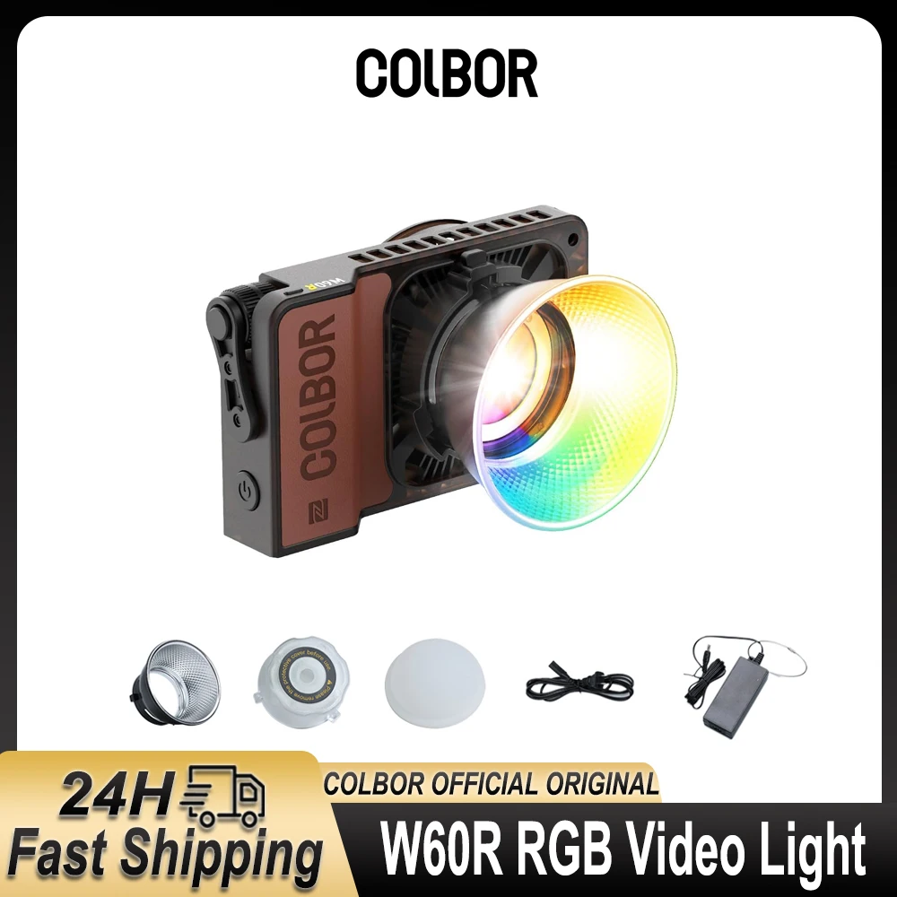 

Светодиодный светильник Colbor W60R RGB для видеосъемки 2700-6500K Полноцветный светодиодный студийный светильник с управлением через приложение Карманный заполняющий светильник для потоковой передачи в реальном времени