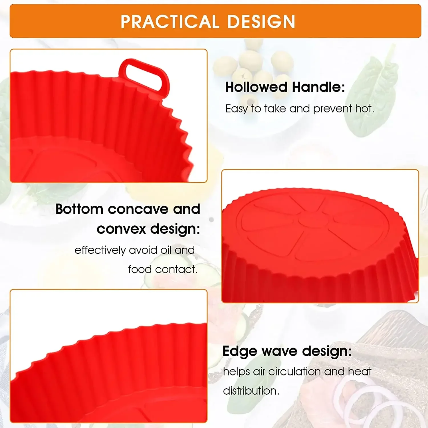 Silicone Air Fryer Silicone Liners Pot Basket Bowl Reusable Baking Tray Oven Accessories Kitchen Gadgets 7.5 Inches 6 Inches