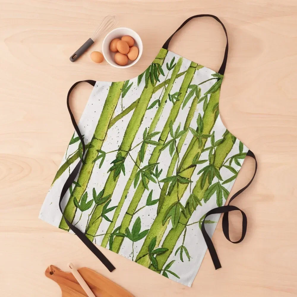 

Bamboo Watercolour Apron For Cosmetologist Woman Kitchens Apron