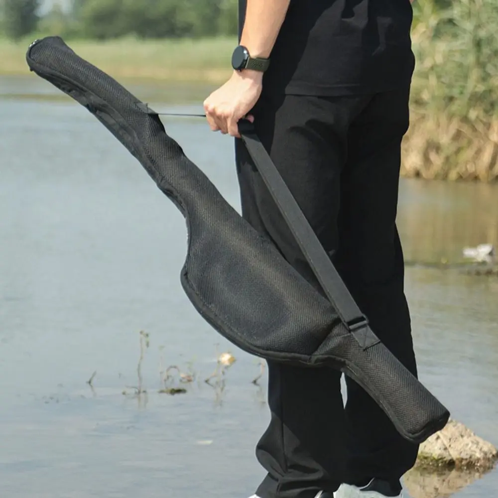 Portable Folding Fishing Rod Bag Black With Shoulder Strap Fishing Rod Case 120/130CM Fishing Pole Reel Bag Travel Storage Bag