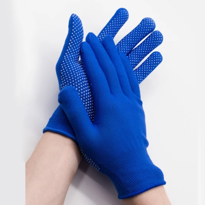 12 Pair Nylon Knit Safety Protections Work Gloves for Industrial Warehouse Gardening Constructions with Side Dots