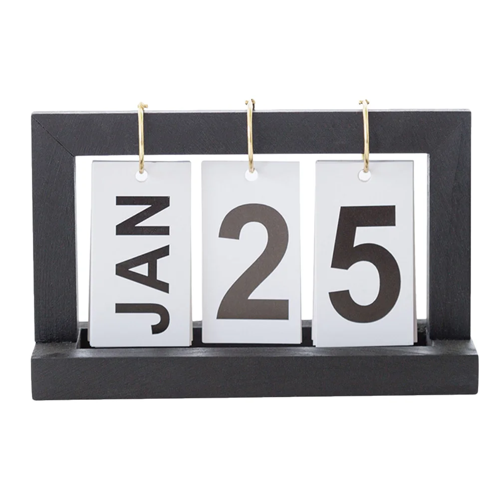 1 قطعة تقويم دائم خشبي سطح المكتب تاريخ الشهر عرض ديكور للمنزل مكتب دراسة الشمال صفحة تحول التقويم الخشب الألومنيوم #2
