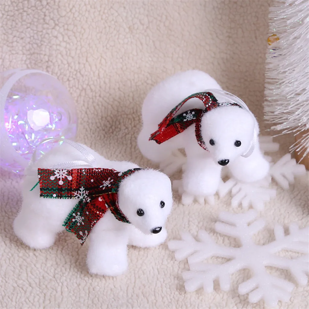 Christmas Decorations White Bear Pendants Christmas Tree Ornaments Polar Bear Figurines Christmas Outdoor Decorations 2024