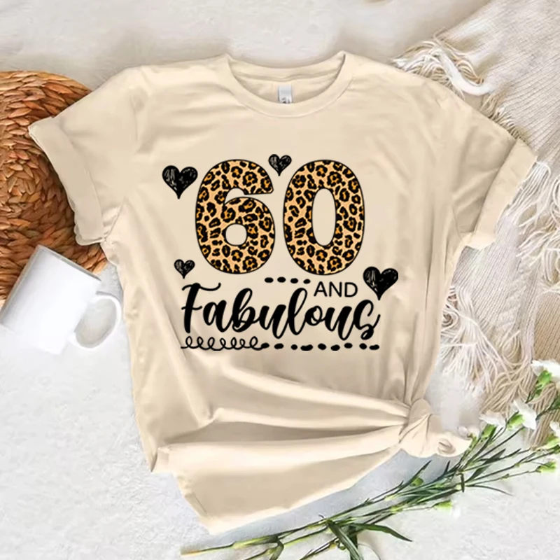 1966 T-shirt 60th Birthday Gift for Women Vintage Heart 60 and Fabulous Leopard Print T-shirt Women's 60th Birthday T-shirts