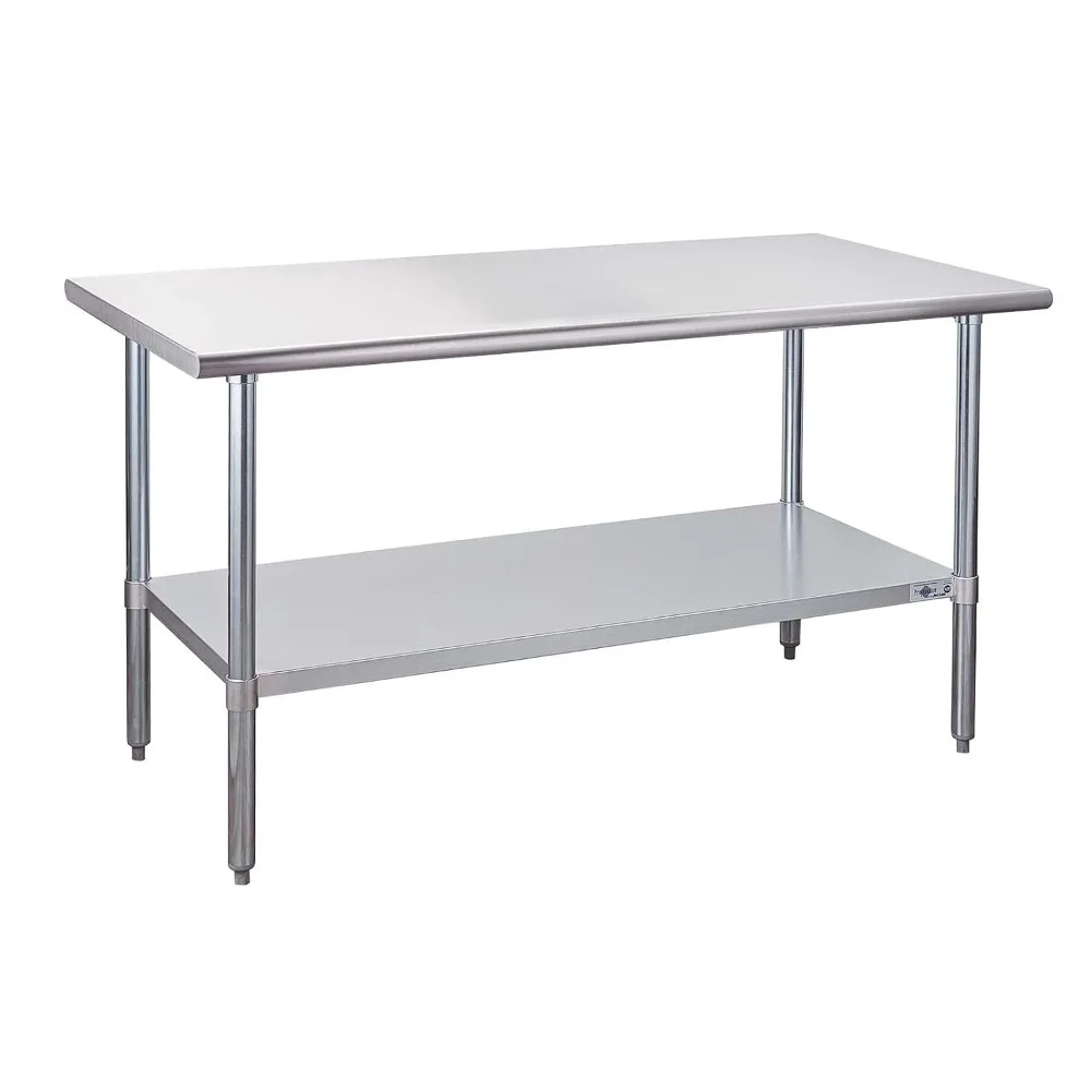 Table de préparation en acier inoxydable, 60x30 pouces, Table de travail avec sous-shelf, Table robuste pour cuisine, Restaurant, maison, hôtel