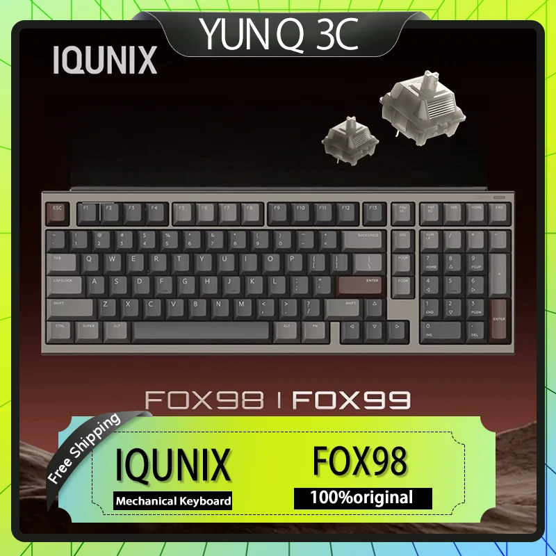 IQUNIX FOX98 FOX99 Mechanical keyboard Bluetooth three mode customized keyboard E-sports game hot plug office keyboard accessori