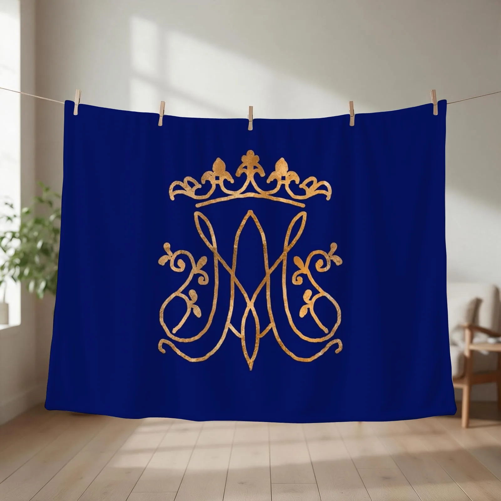 Ave Maria monogram Throw Blanket couch cozy soft plush fuzzy picnic outdoor blanket
