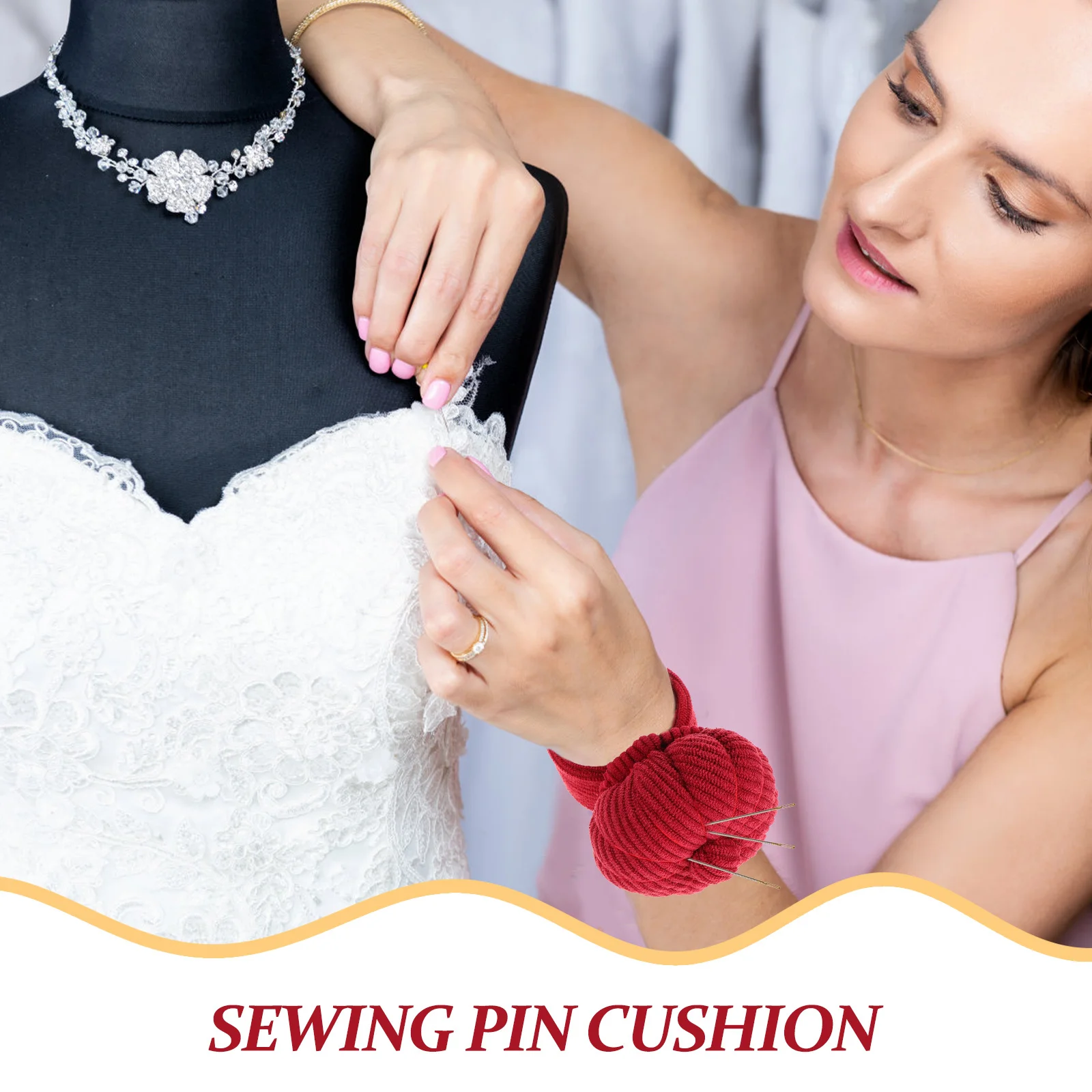 

Cute Sewing Needle Cushion Wrist Pin Holder Durable Corduroy Material Portable and Safe Storage for Needles Pin Cushion