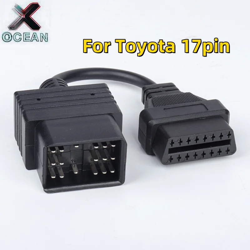 

New T-oyota 17-pin to OBD1 OBD2 Adapter Diagnostic Cable for Toyota 17-pin to 16-pin OBDII Extension 10pc