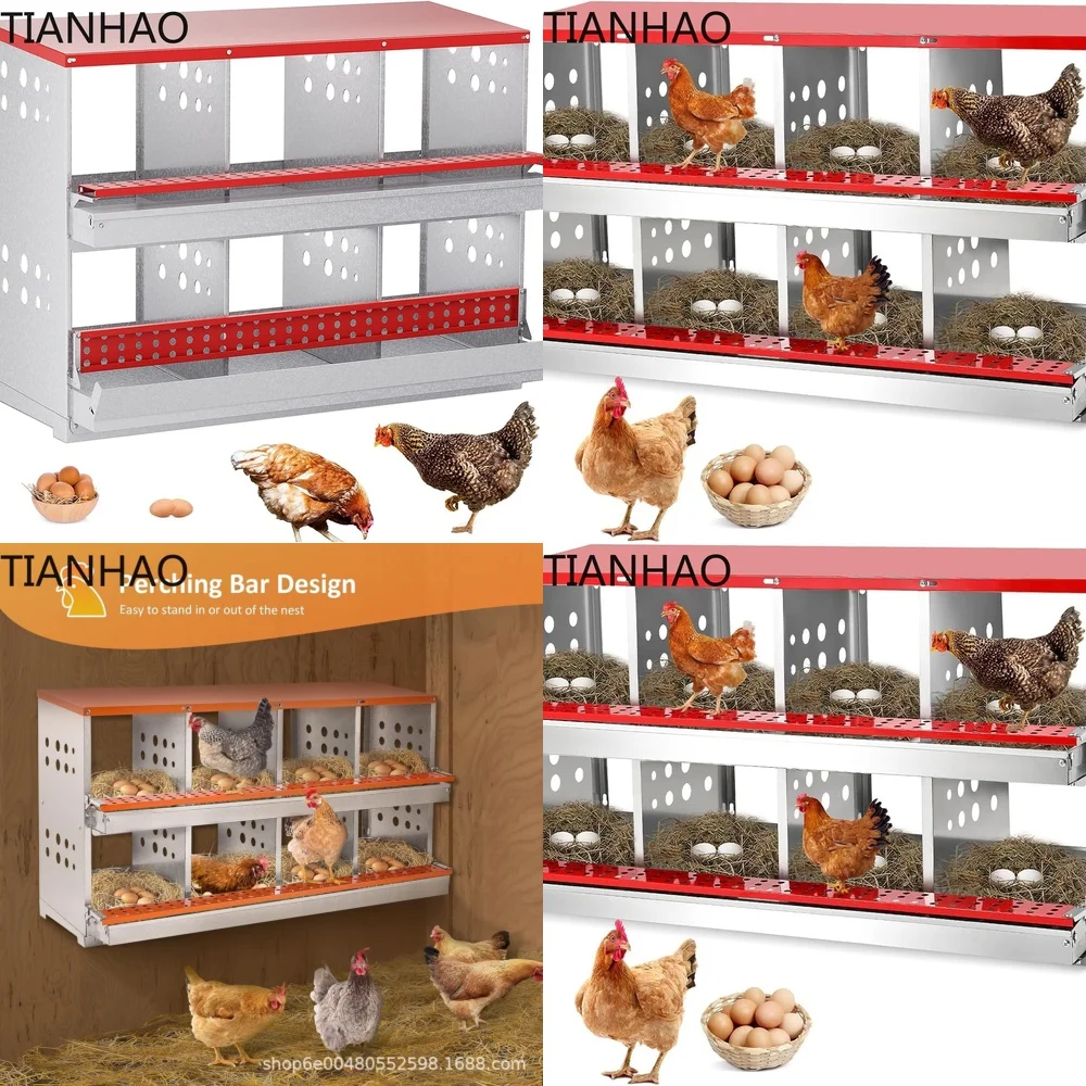 Poultry Egg Laying Box Double Layer Farm Chicken Nesting Box with 6 or 8 Compartments