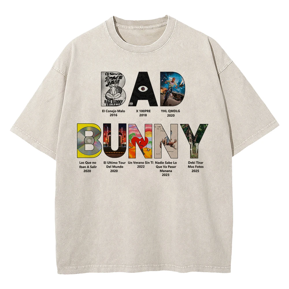 100% Cotton Vintage Washed Bad Bunny Debí Tirar Más Fotos World