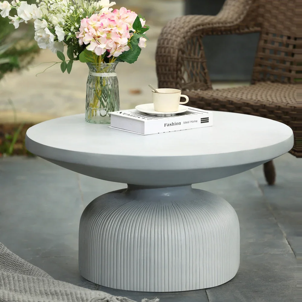 #Minimalist Style Glass Fiber Reinforced Concrete Cement  Stone Coffee Table Cement Coffee Table for Indoor Outdoor