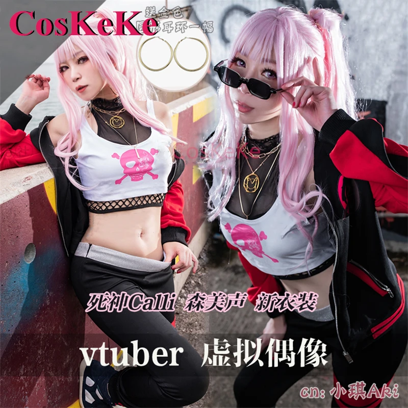 

CosKeKe Mori Calliope Cosplay Anime VTuber Hololive Costume Calli Sweet Lovely New Uniform Halloween Party Role Play Clothing