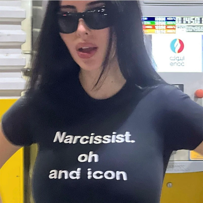 Narcissist Oh and Icon Women T Shirt Cotton Summer Fashion O Neck Graphic Tee 90s Grunge Y2k Vintage T-shirt  Ladies Clothes