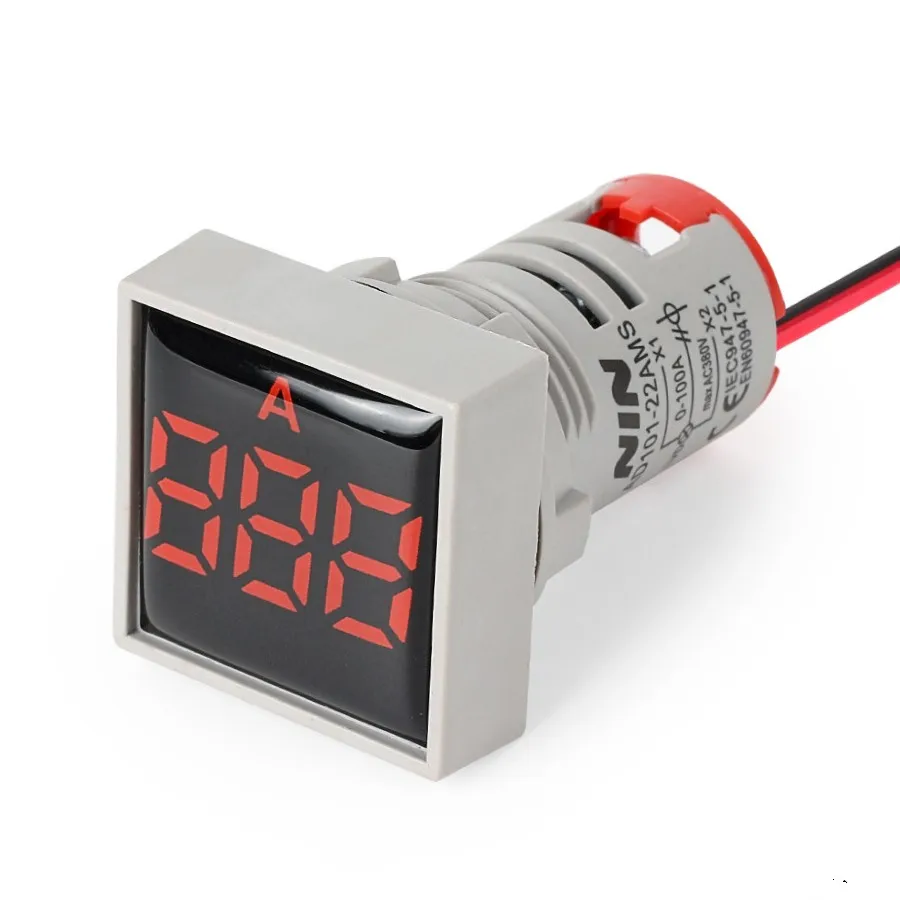 22MM 0-100A Digitale Amperemeter Aktuelle Meter Led Lampe Platz Signal Licht AC Frequenz Meter Anzeige Digital Display