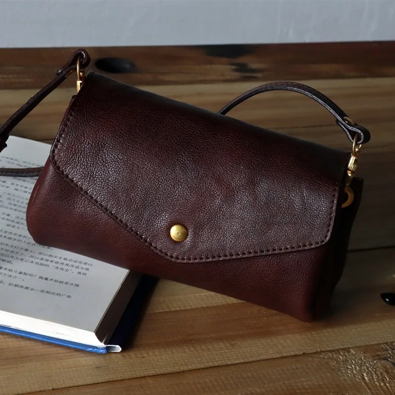 Vintage Elegant Everyday Mini Crossbody Bag for Women Genuine Leather Convertible Strap Luxury Handbag Fashion Trend