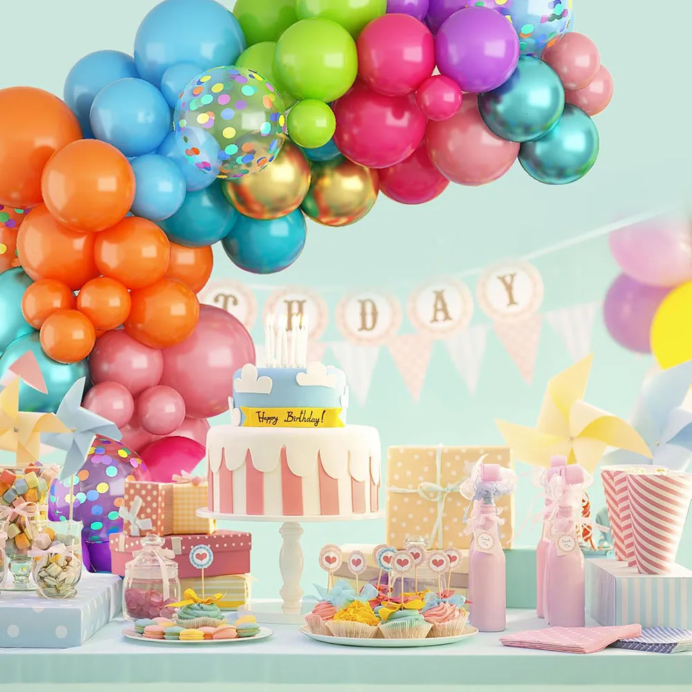 Multi-Color Neon Balloon Arched Garland Set, Various Colors Blue Purple Orange Green Pink Green Gold Rainbow Balloon Garland, Colorful Balloon Arch