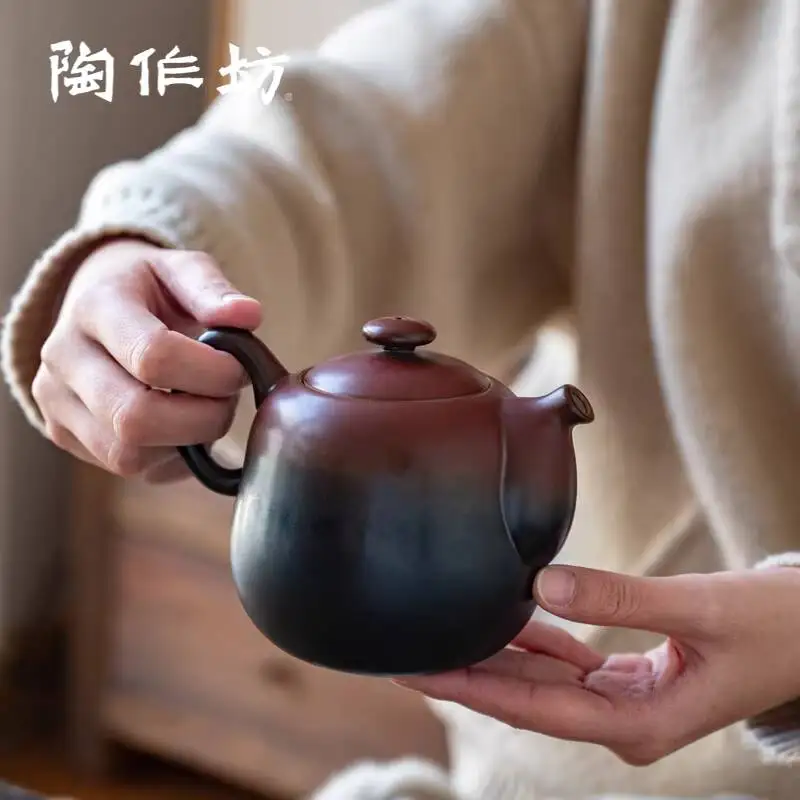 Pottery Workshop Ceramic Large Satisfying Single Teapot Chinese Kung Fu Tea Set Japanese Zen Style Gift