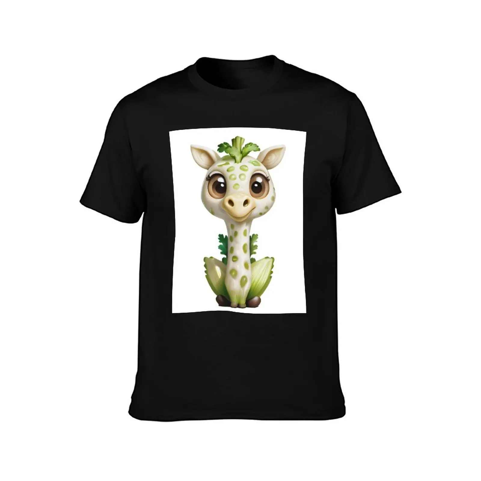 Celery Giraffe: Nature's Crunchy Elegance T-Shirt Big and Tall Crew Neck Tee T-Shirt
