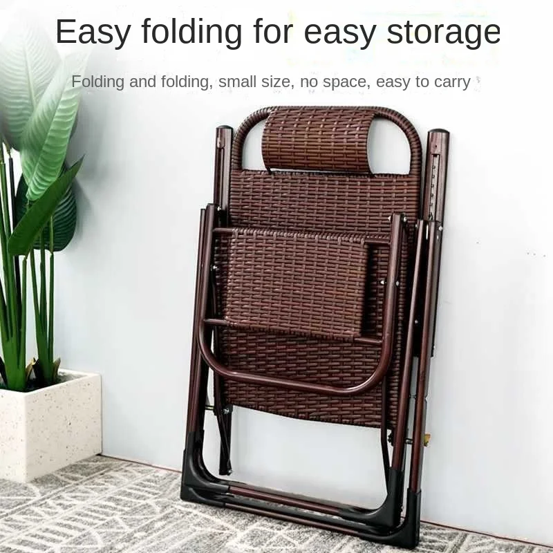 الجملة اليدوية الحديثة الروطان إطار معدني قابل للطي كرسي كرسي محمول مع مسند الظهر للشرفة المنزلية وغرفة المعيشة #3
